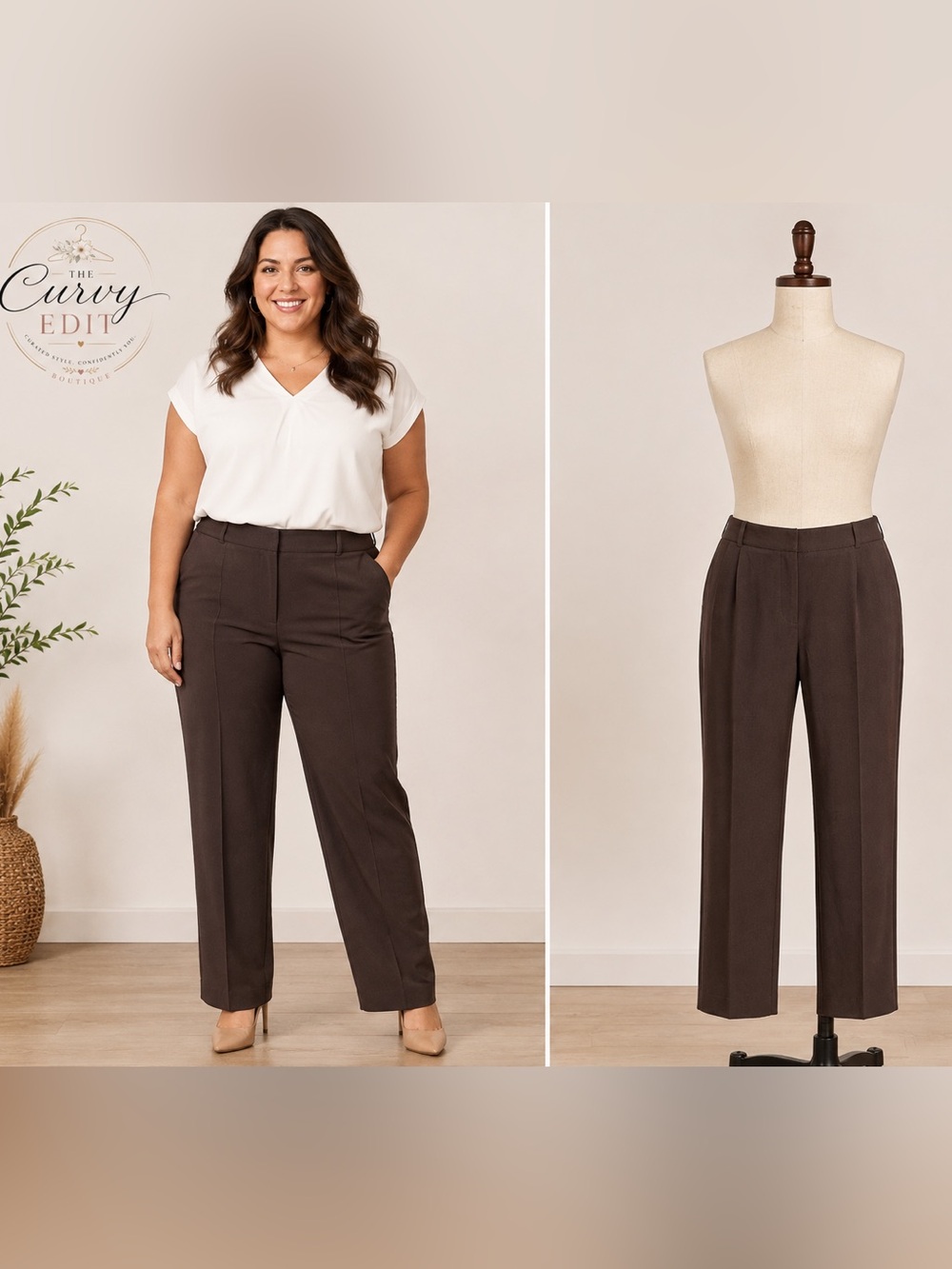 Talbots Woman Petites 20WP Brown Straight Leg  Pants Trousers Career Everyday